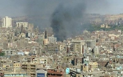 Fire erupts at oil warehouse in central Cairo